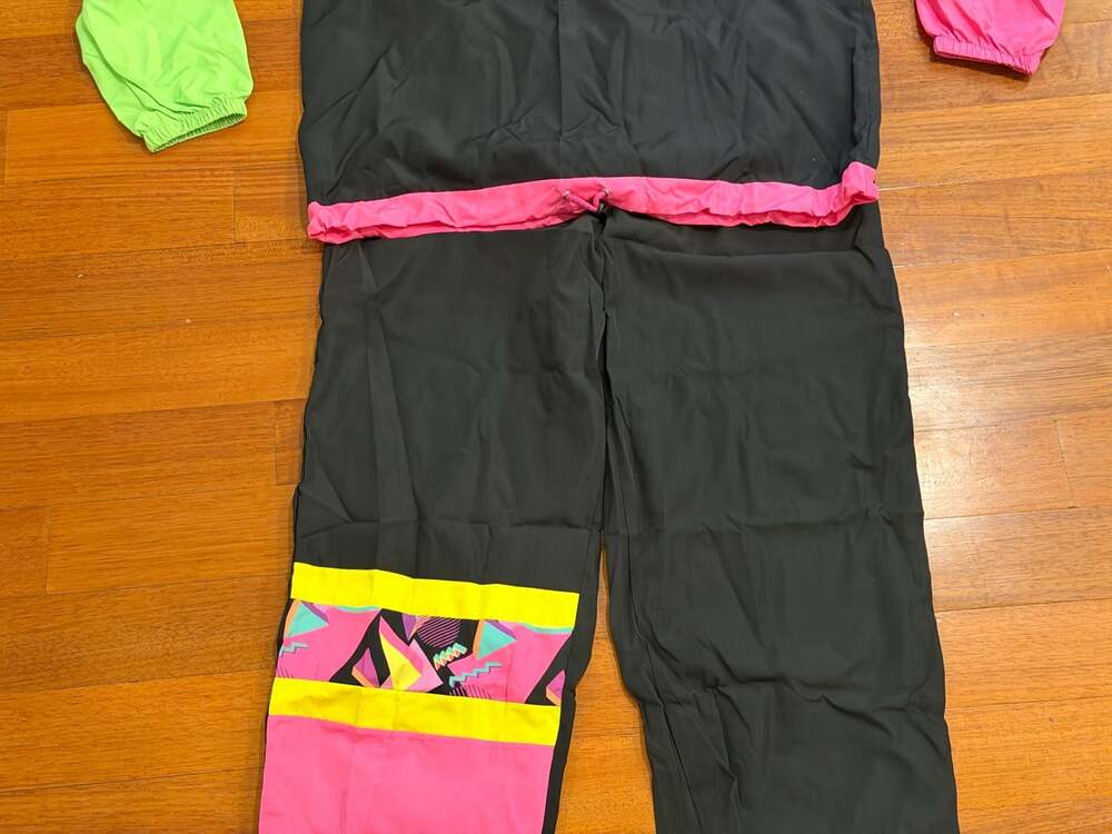 Adult 80s Neon Track Suit Halloween Costume Men's Women's Unisex - Picture 5 of 5